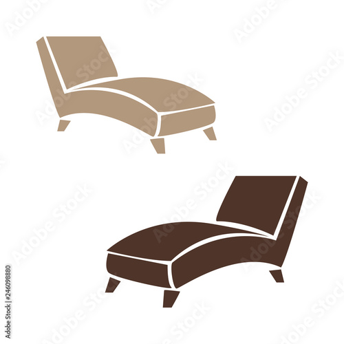 Lounge chair, brown recliner chair isolated on white background, psychiatrist chair, furniture for relaxing, vector illustration isolated on a white background