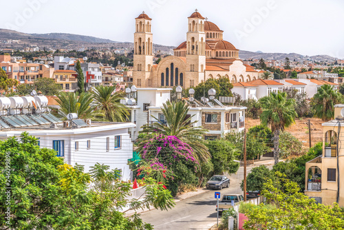 Obraz na płótnie View of the town of Paphos in Cyprus. Paphos is known as the center of ancient history and culture of the island. It is very popular as a center for festivals and other annual events. w salonie