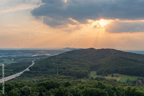 Landscape view towards town Porta Westfalica in Germany