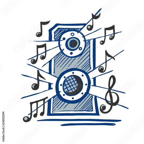 Music speaker vector sketch