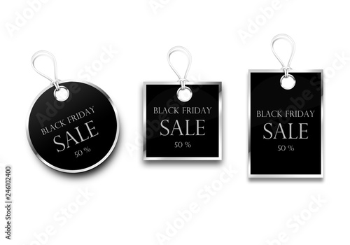 Set of discount labels black friday sale tag.