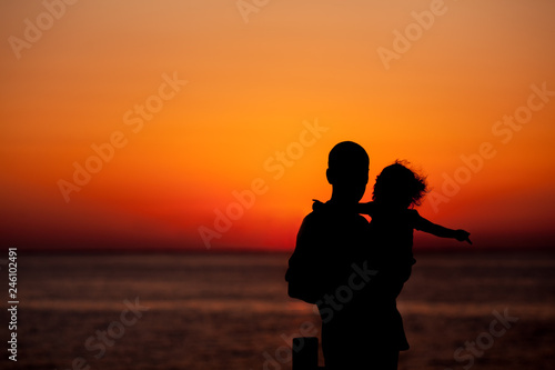 Portrait of happy father and daughter at sea © rimmdream