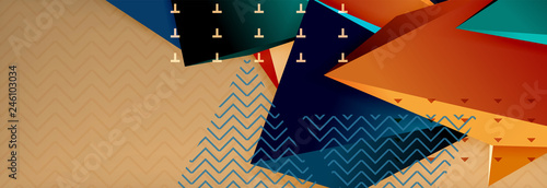 3d triangular shapes geometric background. Origami style pattern with triange shapes for decorative design. Poster design. Line design. Modern presentation template
