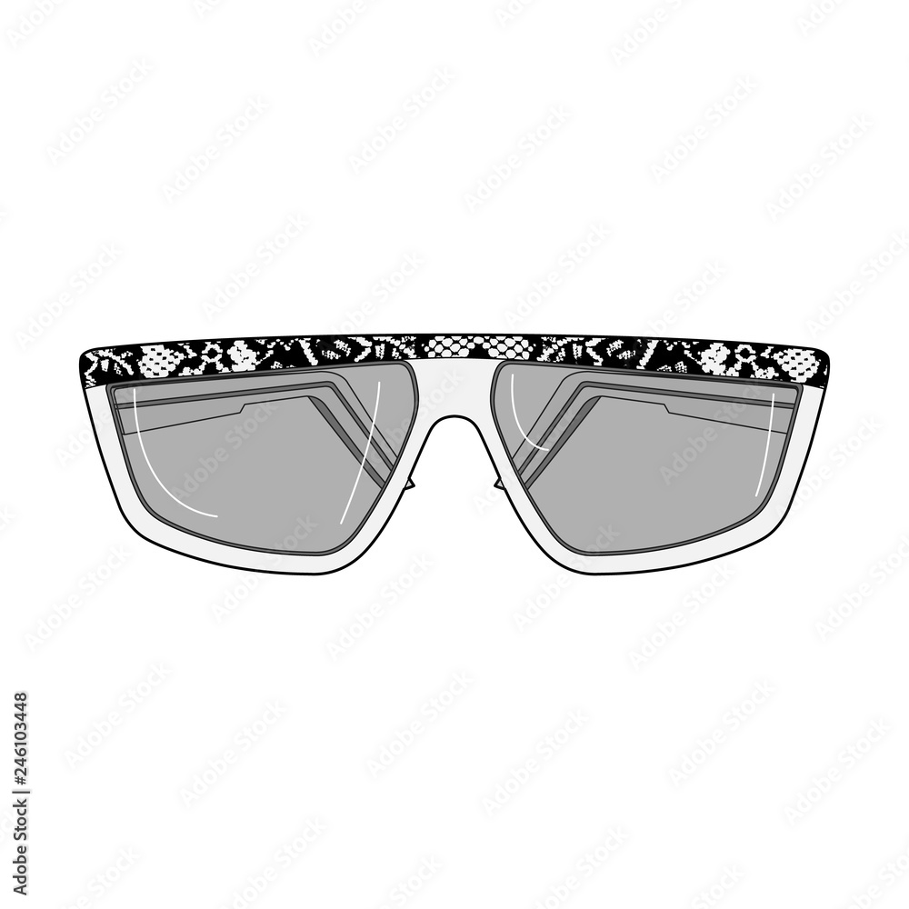 Sunglasses Fashion flat technical drawing vector template Stock Vector