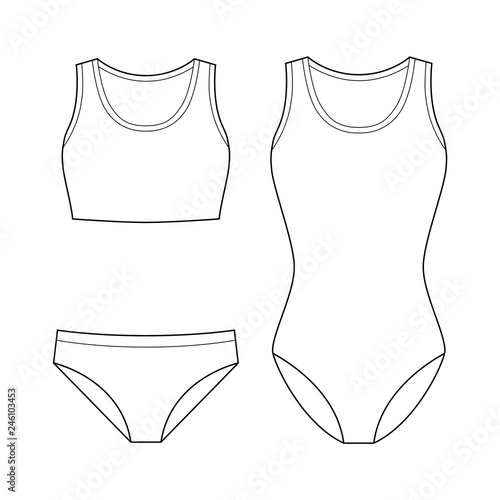 Swimwear Fashion flat technical drawing vector template