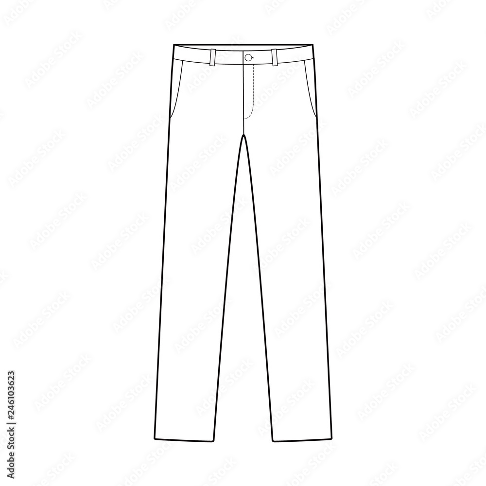 Pants fashion flat technical drawing template Pants fashion flat technical drawing template