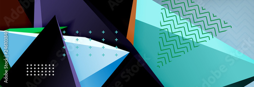 3d triangular shapes geometric background. Origami style pattern with triange shapes for decorative design. Poster design. Line design. Modern presentation template