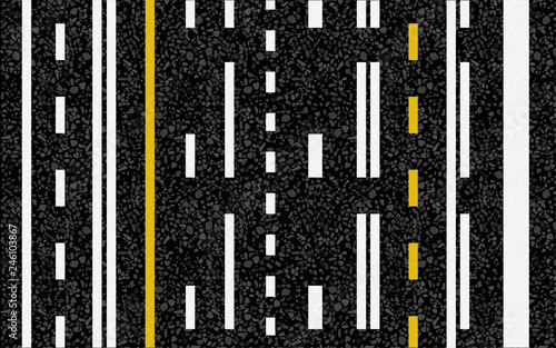 Lines and lane markings on the road.