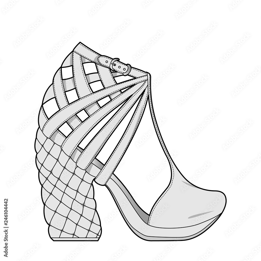 eyebrow wing latitude Shoes Fashion flat technical drawing vector template Stock Vector | Adobe  Stock