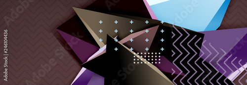 3d triangular shapes geometric background. Origami style pattern with triange shapes for decorative design. Poster design. Line design. Modern presentation template