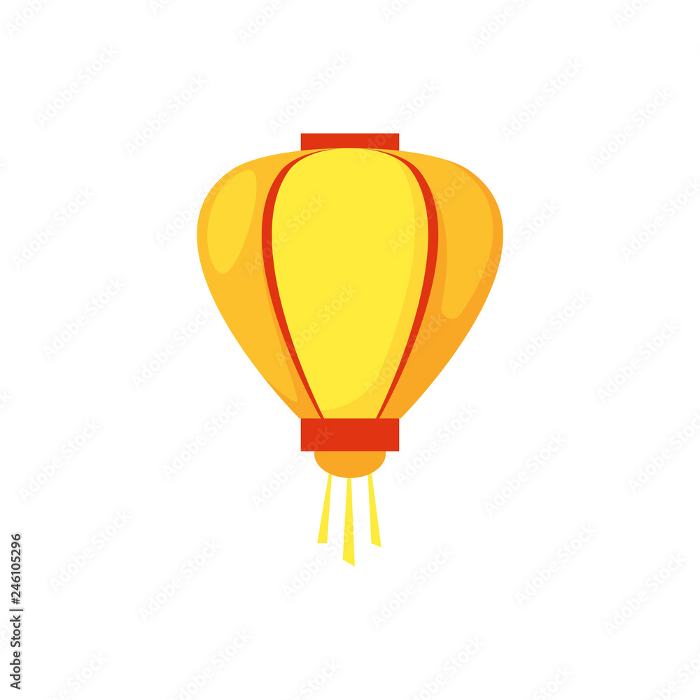 Obraz premium Colorful flat paper street Chinese lantern. Holiday decorative design element. China festive decor