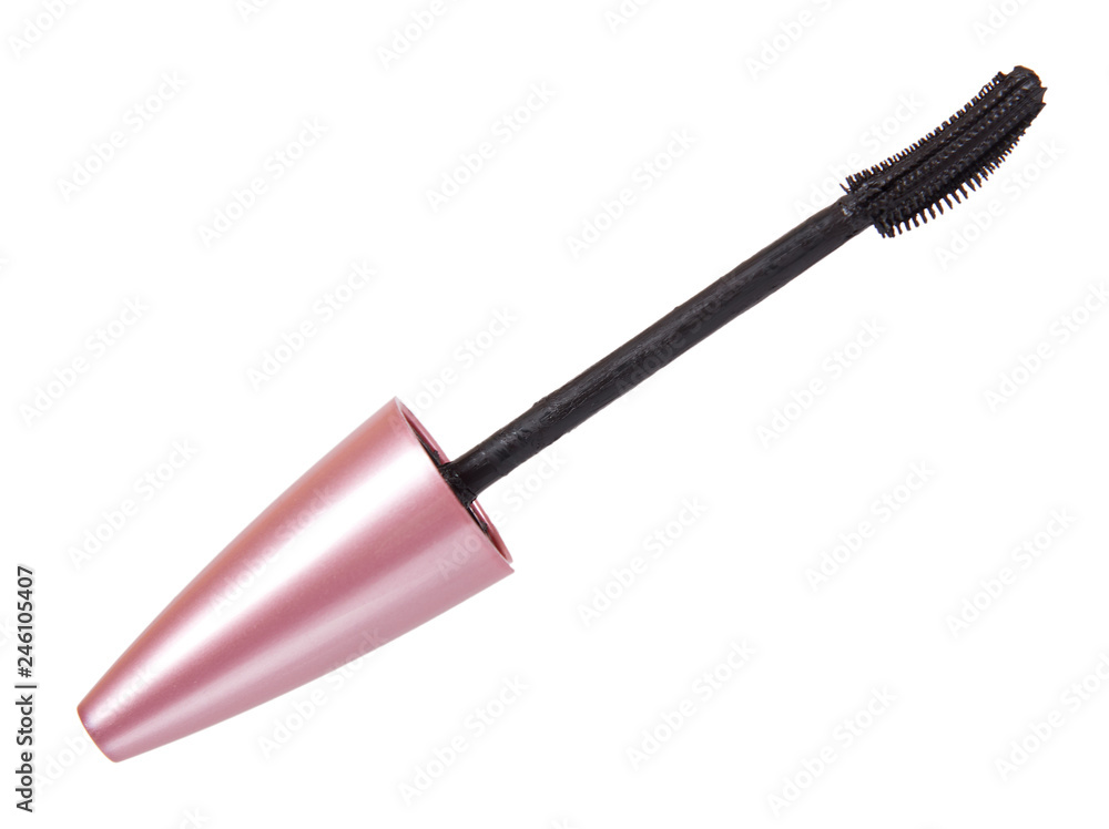 Cosmetic black brush mascara, beauty product isolated Cosmetic black brush mascara, beauty product isolated