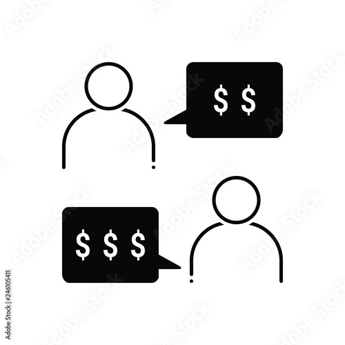 Black solid icon for negotiation 