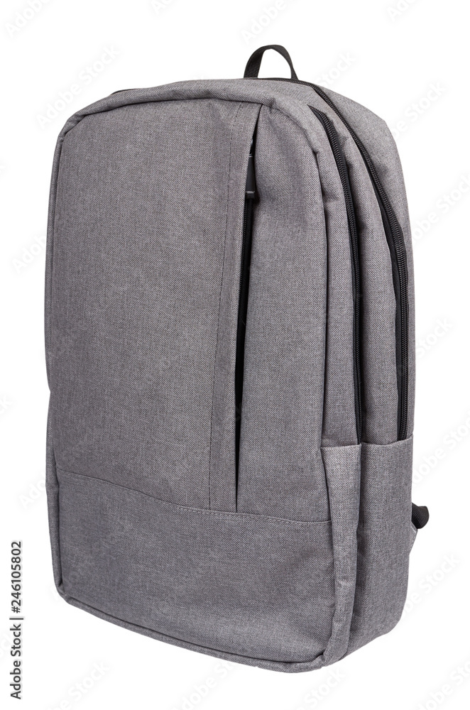 Gray textile school bag, city street backpack Gray textile school bag, city street backpack