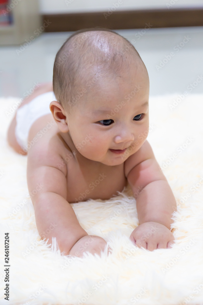 Cute little baby sleeping on Soft fluffy silk carpet Cute little baby sleeping on Soft fluffy silk carpet