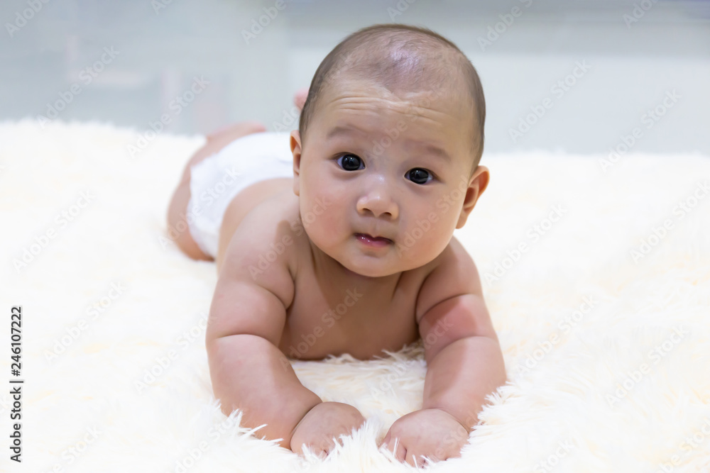 Cute little baby sleeping on Soft fluffy silk carpet Cute little baby sleeping on Soft fluffy silk carpet