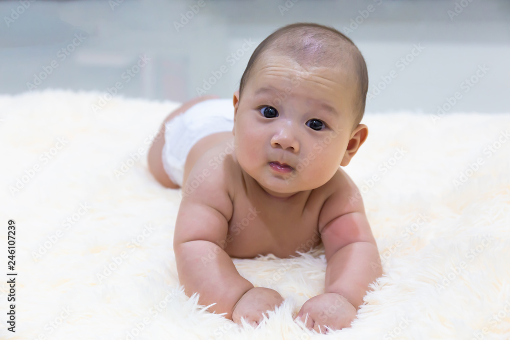 Cute little baby sleeping on Soft fluffy silk carpet Cute little baby sleeping on Soft fluffy silk carpet