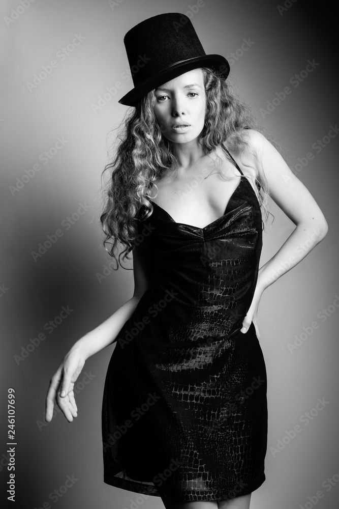 Portrait of beautiful woman with hat Portrait of beautiful woman with hat