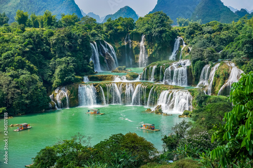 Detian Falls in Guangxi, China and Banyue Falls in Vietnam.. photo