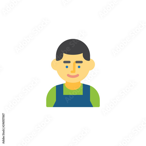 Male mechanic worker flat icon, vector sign, colorful pictogram isolated on white. Man mechanic avatar symbol, logo illustration. Flat style design