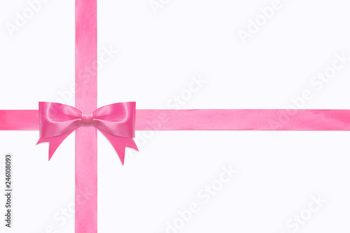 shiny pink bow from satin ribbon isolated on white background with clipping path