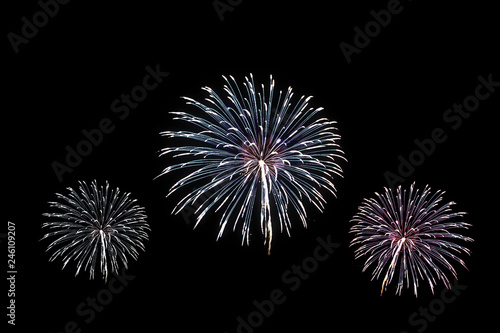 Celebration of colorful fireworks explosion