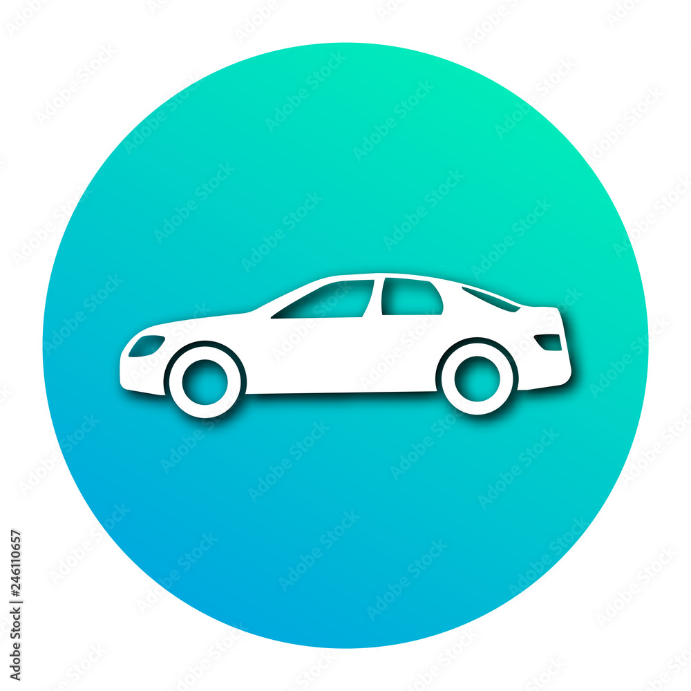 White car in circle with modern gradient White car in circle with modern gradient
