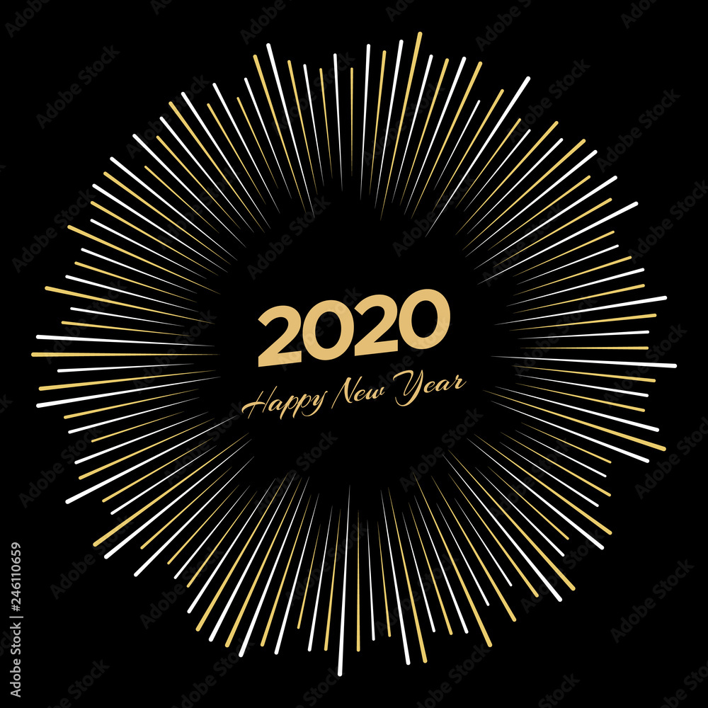 Fototapeta premium Firework with inscription 2020 and Happy New Year