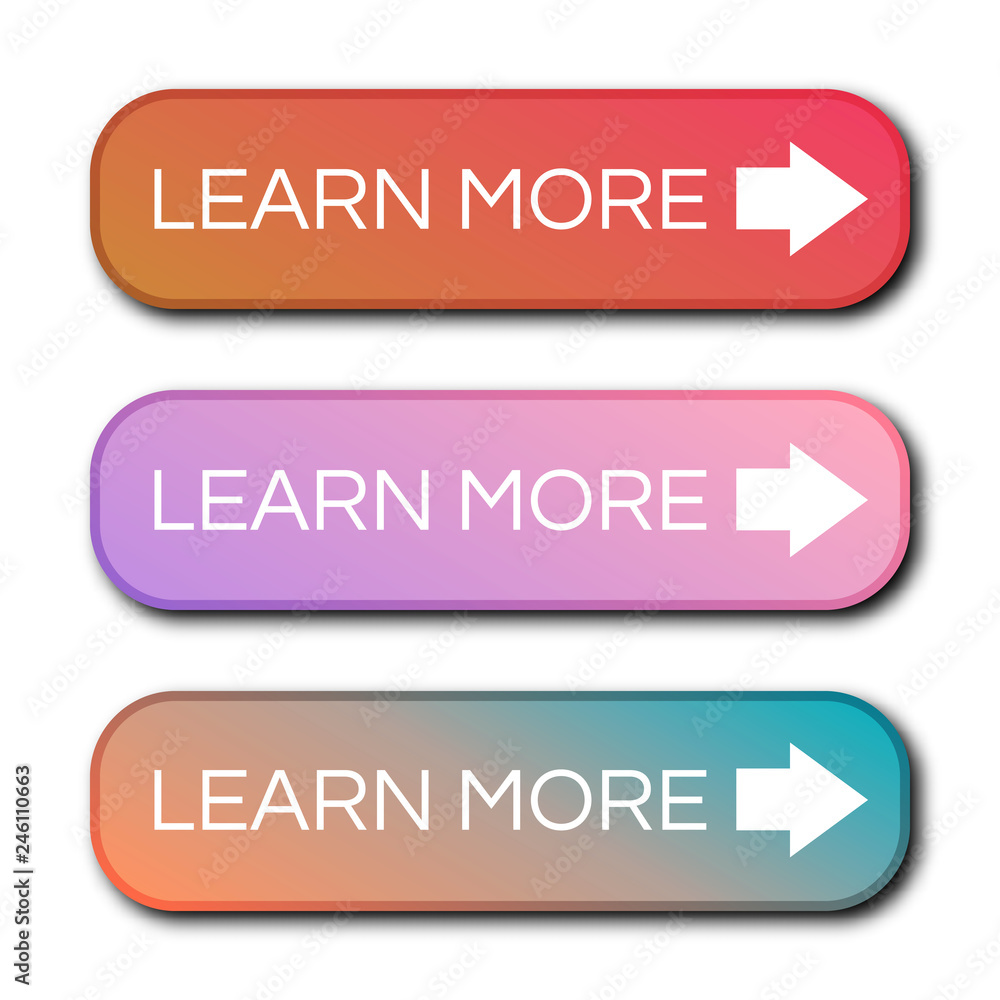 Set of three modern gradient buttons with shadows Set of three modern gradient buttons with shadows