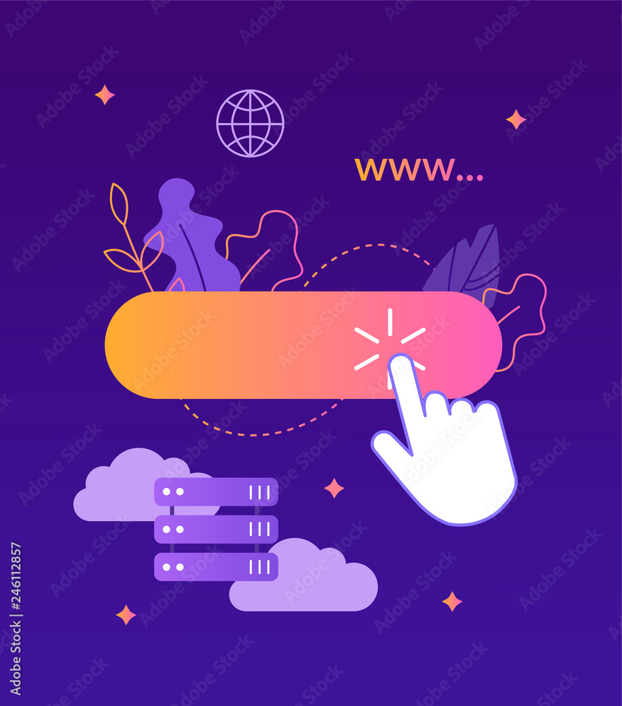 Fototapeta premium Publish your website on the Internet. Website builder concept. Web development. Flat vector illustration.