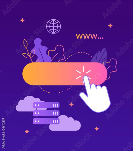 Publish your website on the Internet. Website builder concept. Web development. Flat vector illustration.