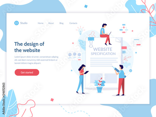 The design of the web site. Website specification web banner template. Flat vector illustration.