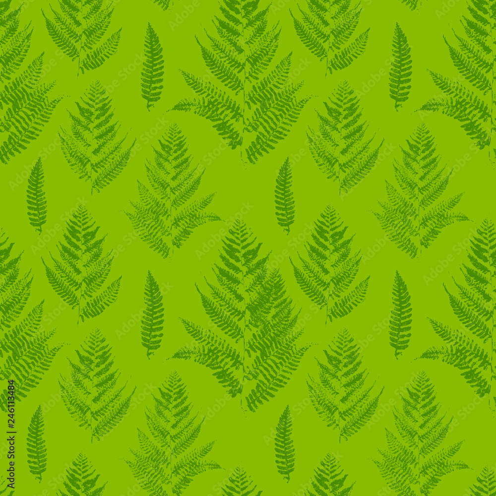 Seamless pattern with green fern leaves