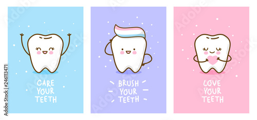 Set of cute little teeth for Your kawaii design