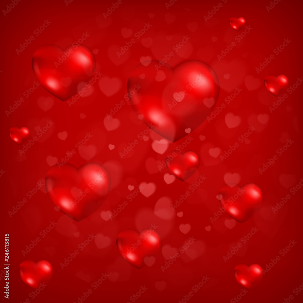 Red heart background, Love pattern with hearts for Valentine
