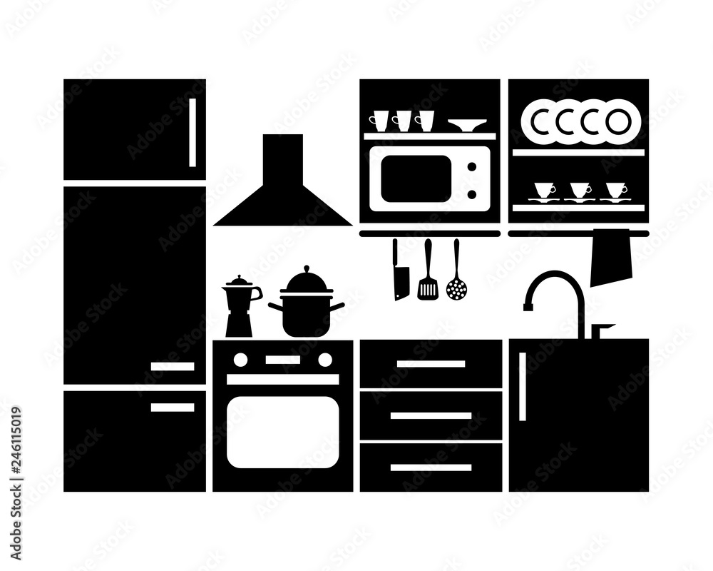 set of kitchen furniture icons set of kitchen furniture icons