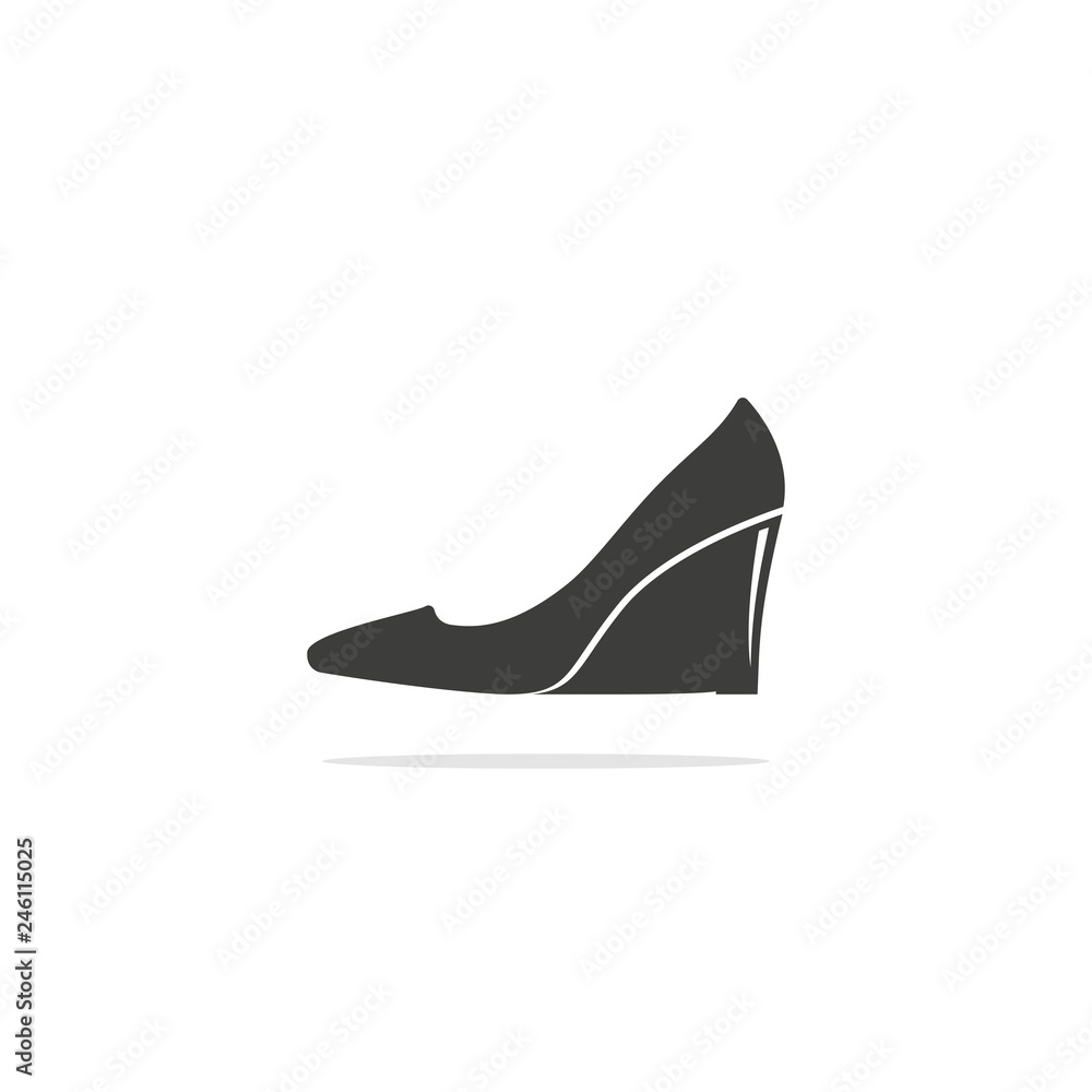 Monochrome vector illustration of a women's shoe, isolated on a white background. Monochrome vector illustration of a women's shoe, isolated on a white background.