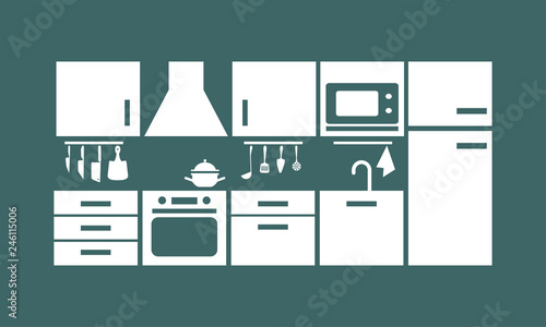 kitchen furniture set vector icon