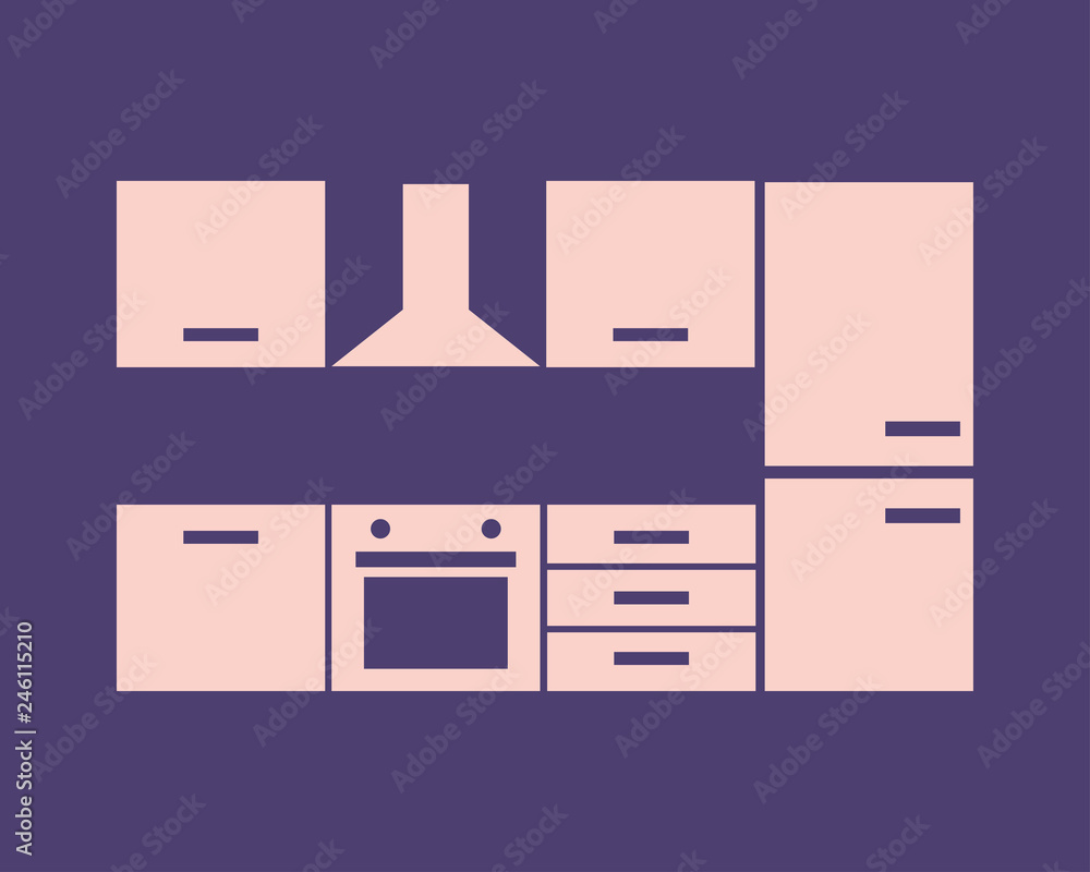 kitchen furniture set. vector illustration kitchen furniture set. vector illustration