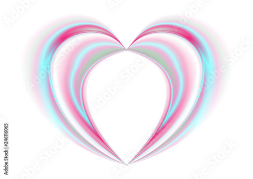 Smooth holographic abstract heart on white background