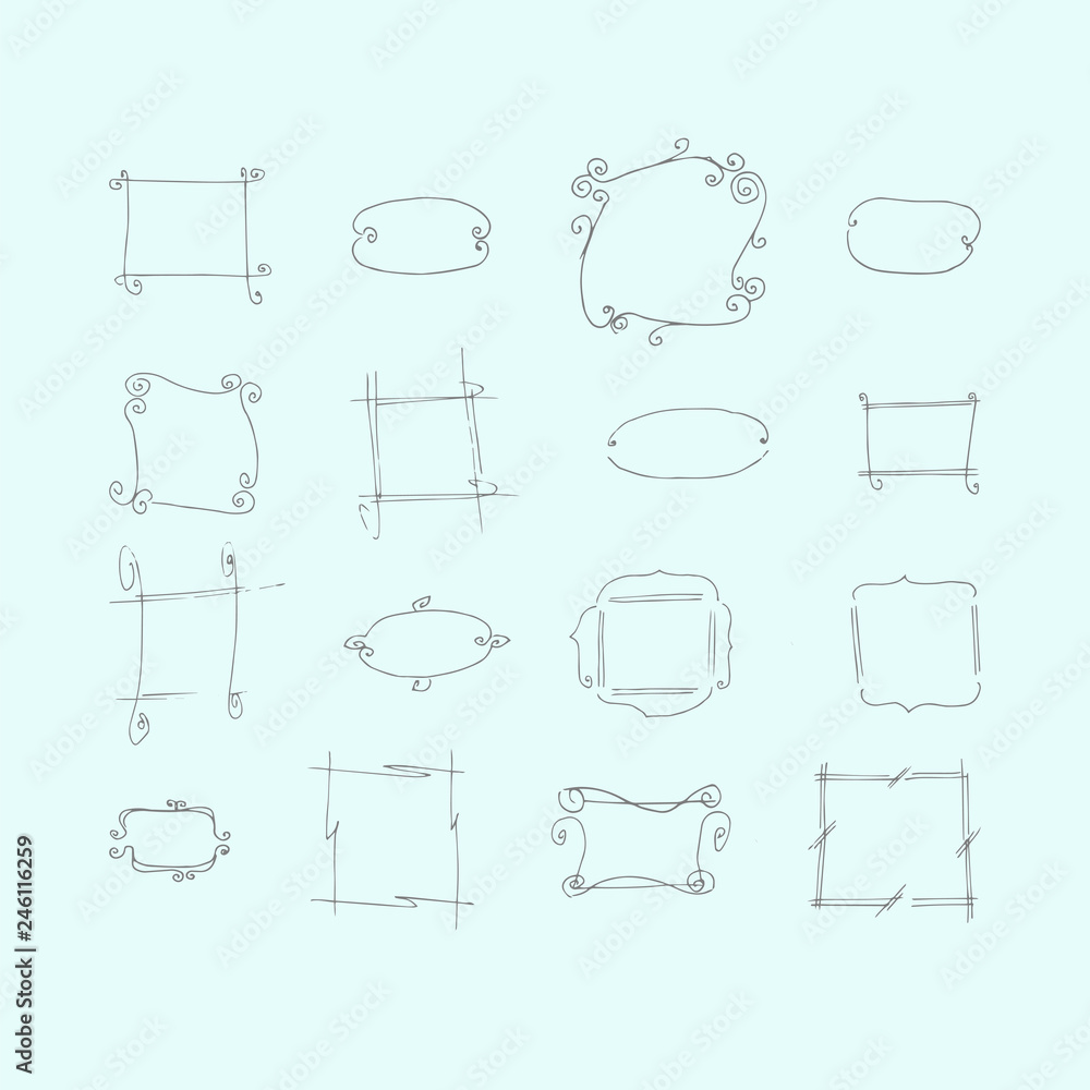 set of design frames. hand-drawn vector illustration set of design frames. hand-drawn vector illustration