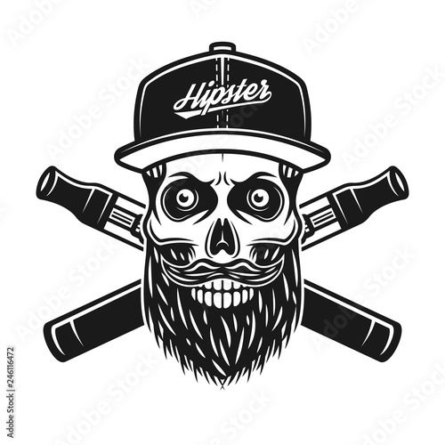 Hipster skull and crossed electronic cigarettes