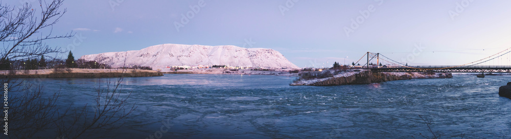 bridge towars the mountains, iceland