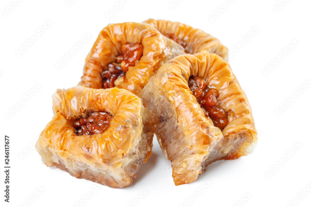 Turkish Ramadan Dessert Baklava isolated on white Turkish Ramadan Dessert Baklava isolated on white