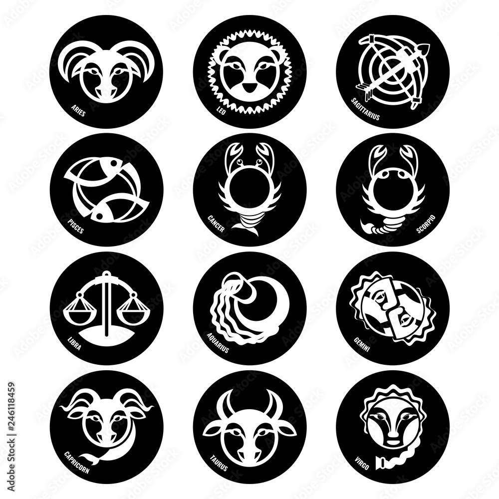 Astrology symbols, zodiac signs vector isolated icons Astrology symbols, zodiac signs vector isolated icons