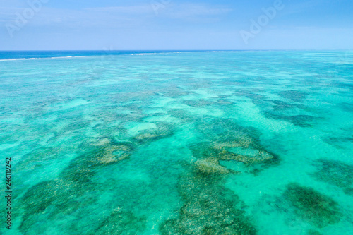 alone emerald reef lagoon of tropical island in Tanzania © sergejson