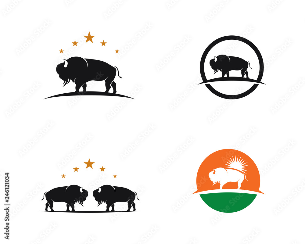 Obraz premium Bison logo icon vector template illustration