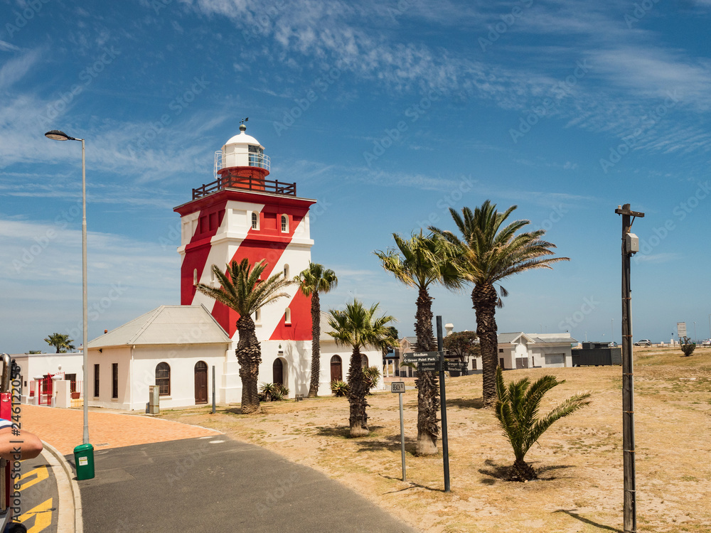Cape Town city and Lighthouse at Green Point, South Africa.