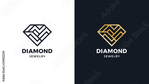 Diamond Logotype template, positive and negative variant, corporate identity for brands, exclusive product logo