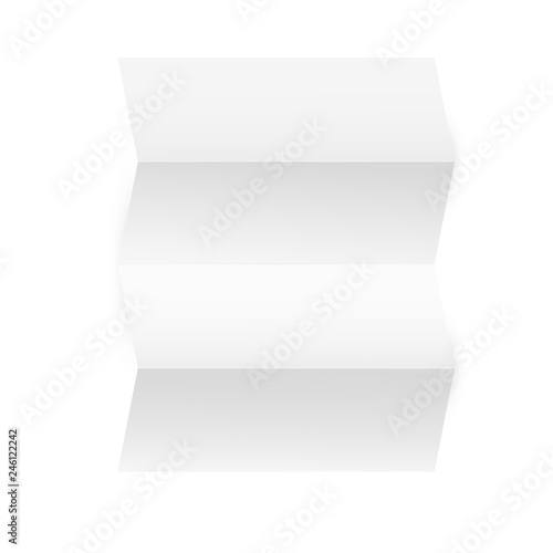 Vertical blank folded A4 paper template. empty sheet of paper mockup isolated on white background with soft shadow. Leaflet or flyer.